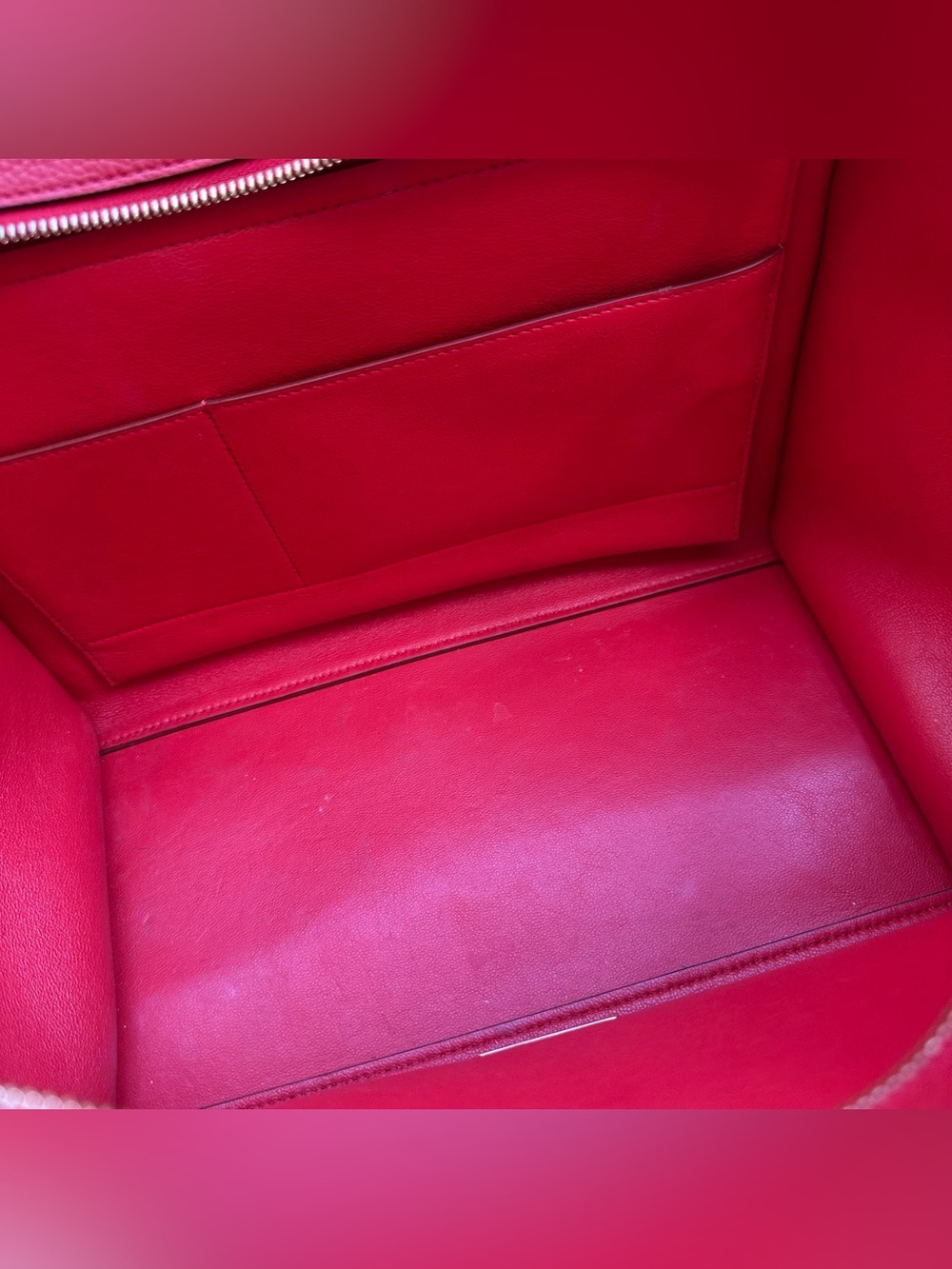 CELINE Red Grained Leather And Suede Medium Trapeze Bag - Picture 10 of 16